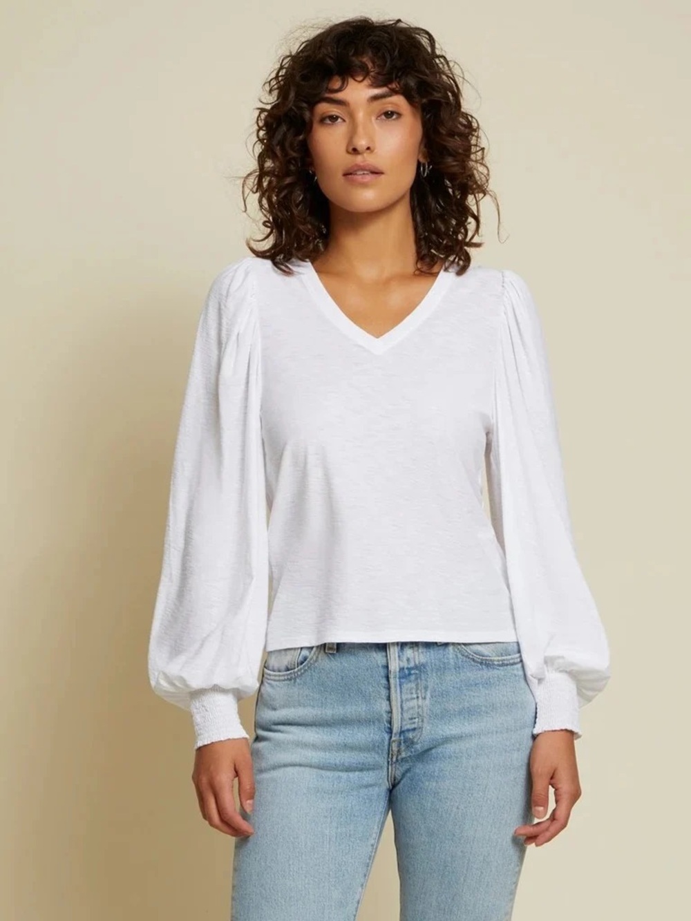 Nation LTD Tabitha Full Sleeve V-Neck White Top Size XS